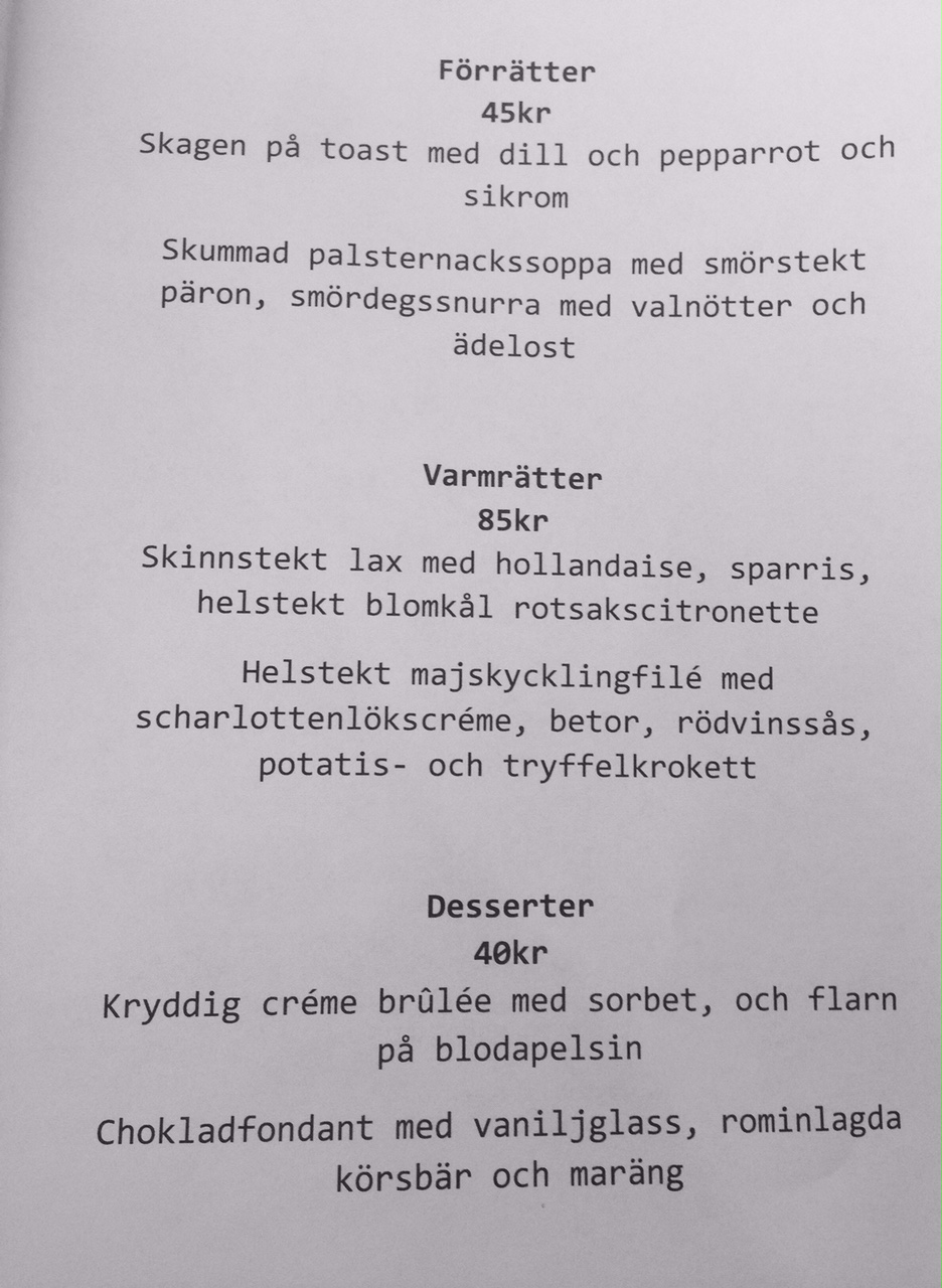 Öppet i ala carten